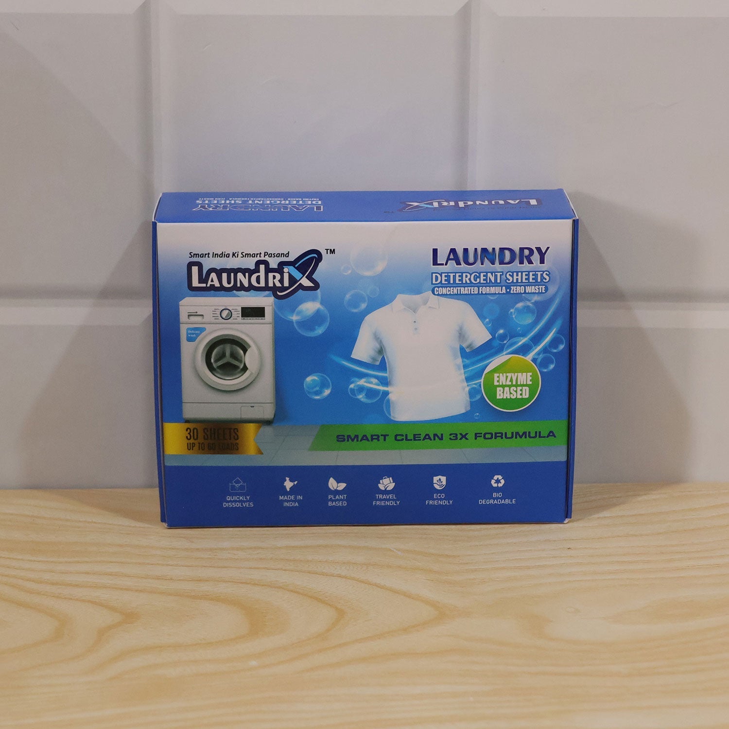 Laundry detergent sheets being used for washing clothes
