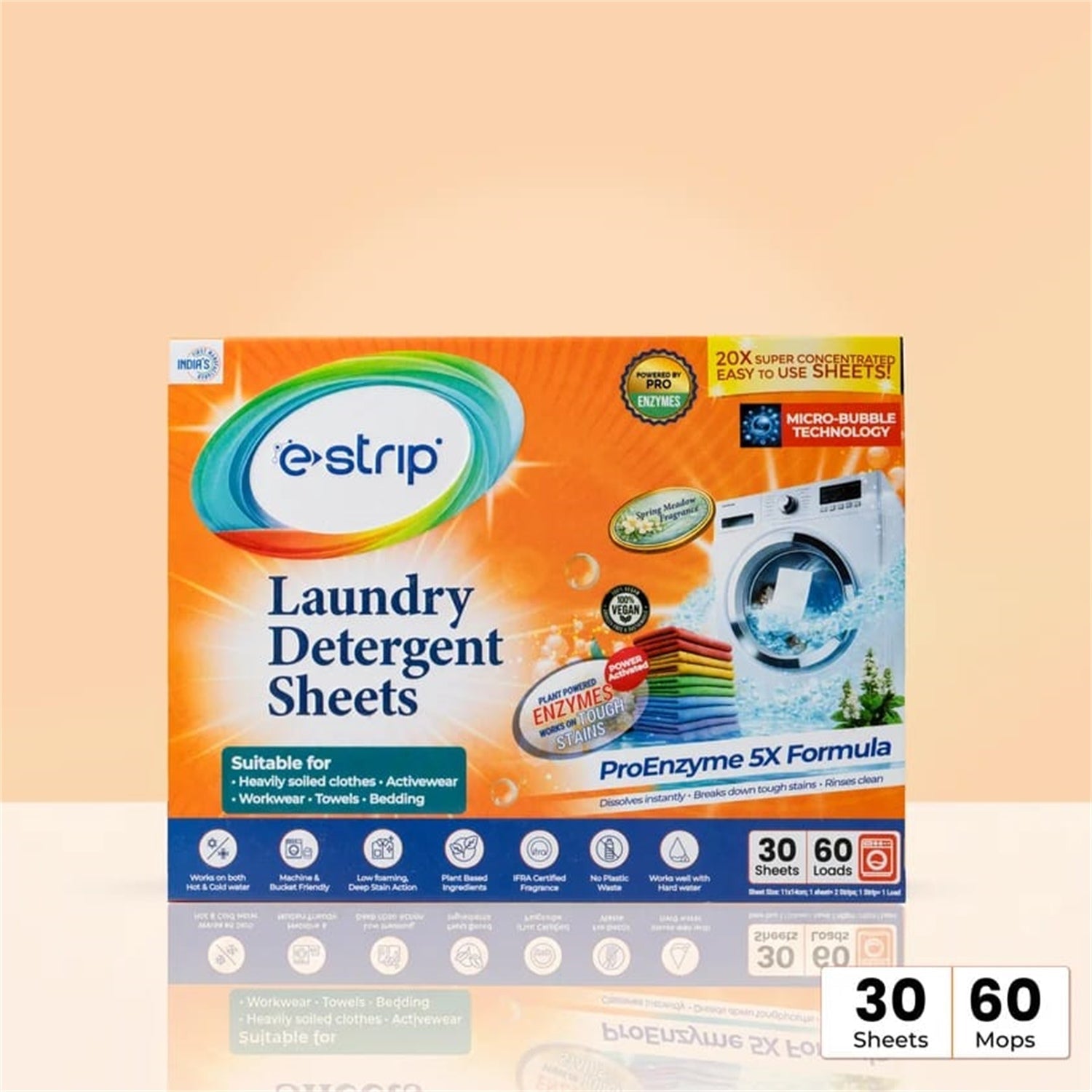 Laundry detergent sheet being used in a washing machine