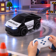 Remote control police drift car mist spray lights