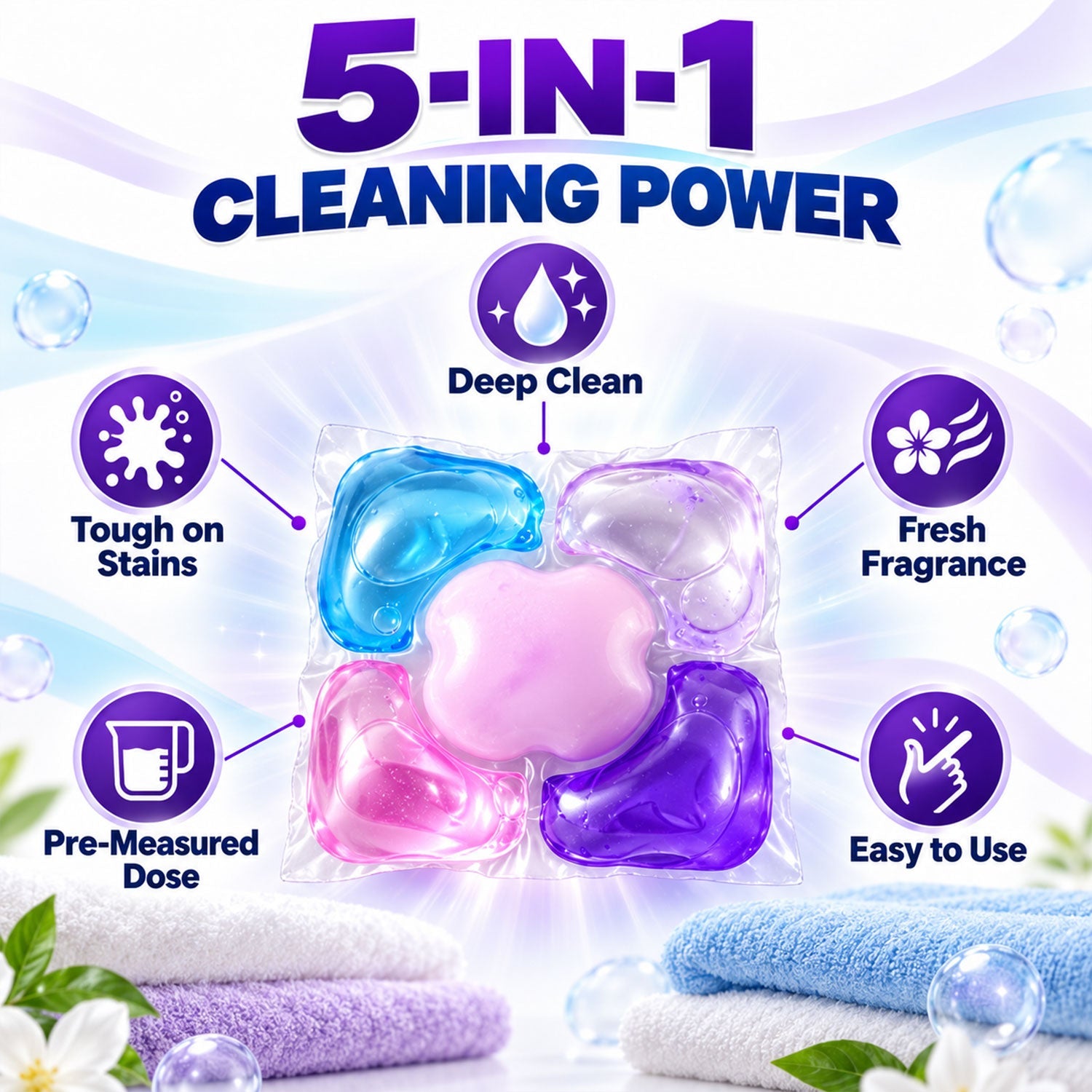 Laundry detergent pods white bg