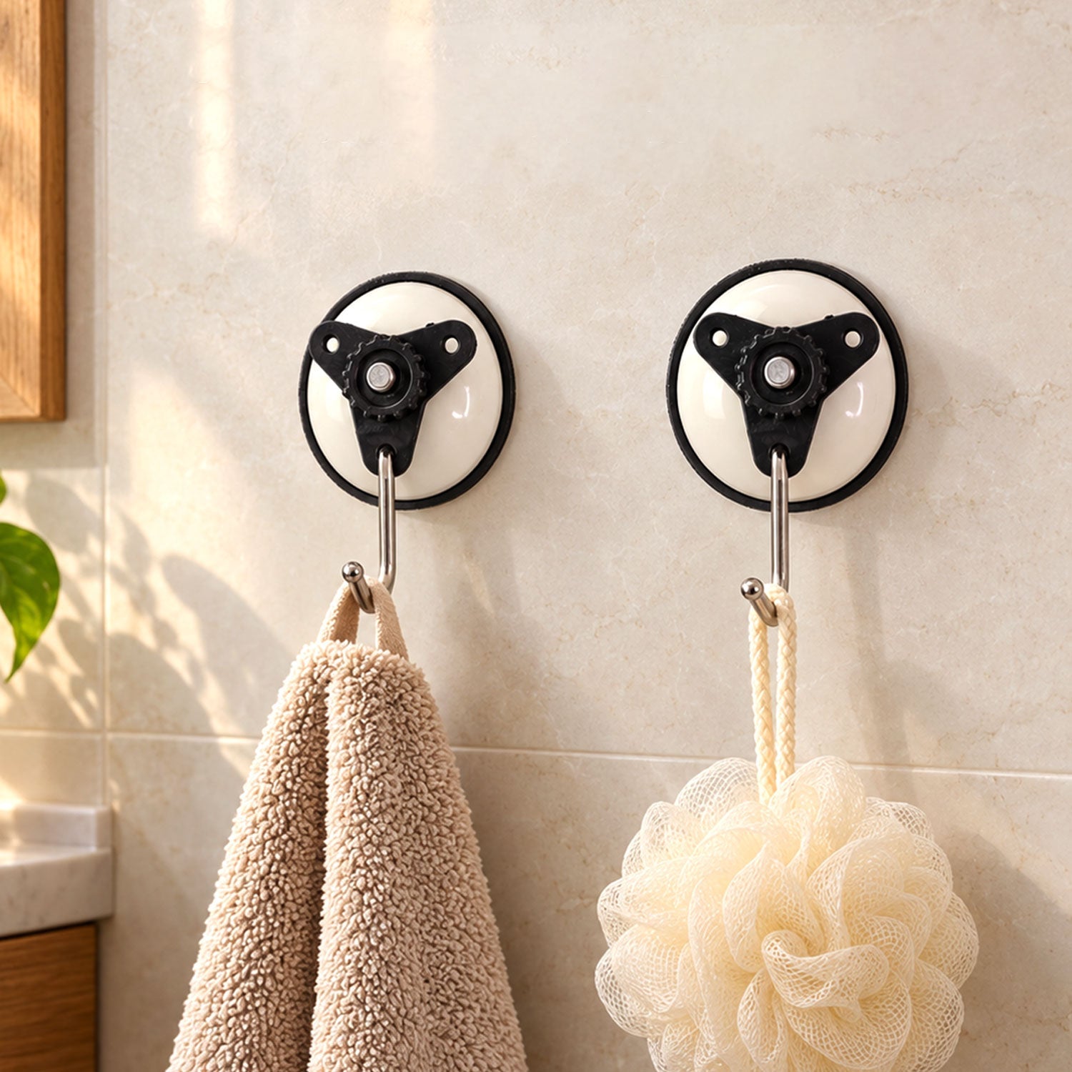 Suction cup snap wall hooks bathroom towels storage
