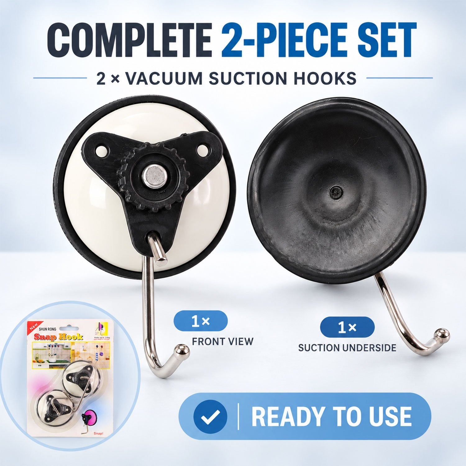 Suction wall hooks white bg