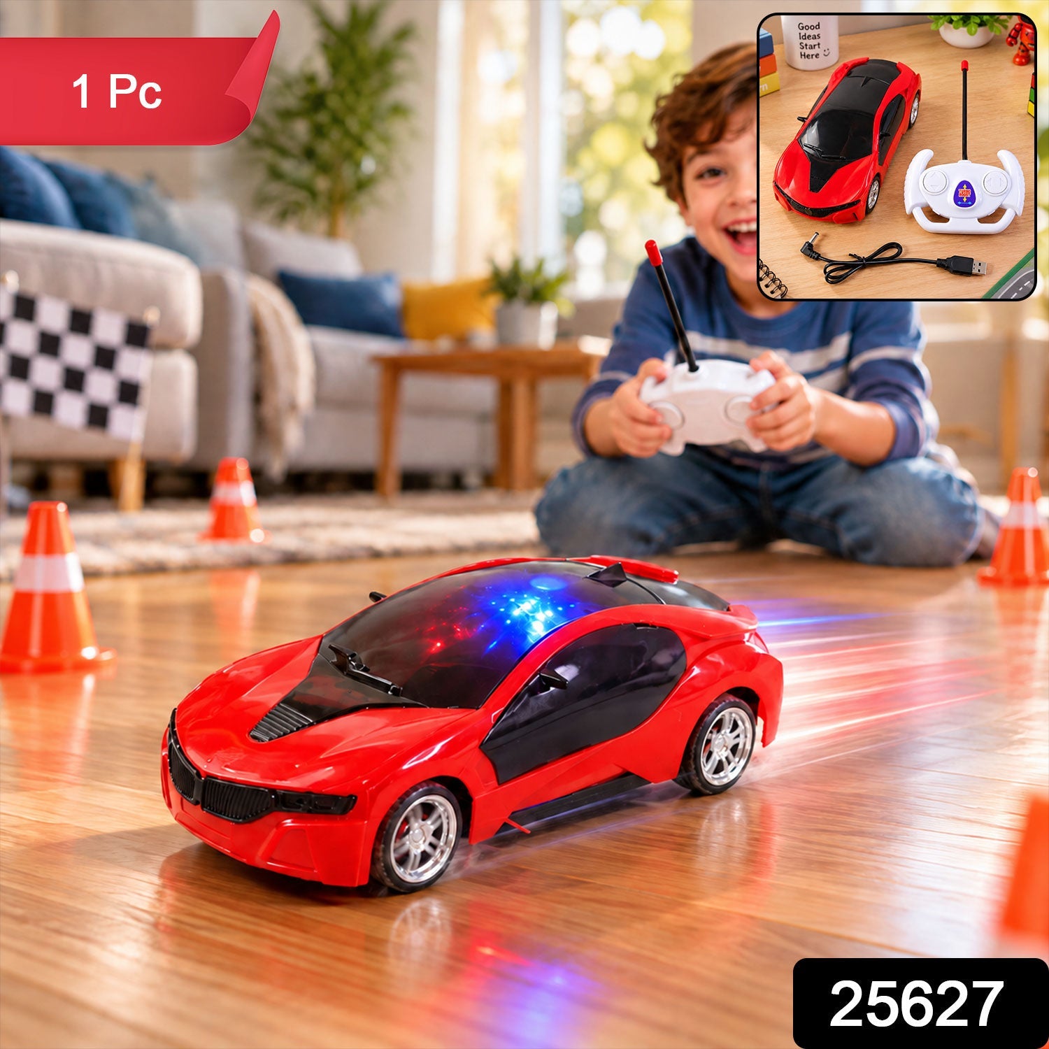 Rechargeable RC sports car toy packaging box with image of car