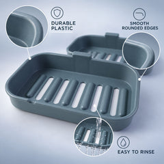 Wall mounted draining soap dish set - plastic construction