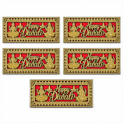 A single red and gold Happy Diwali plaque is shown with dimensions: 7 cm height and 15 cm width.