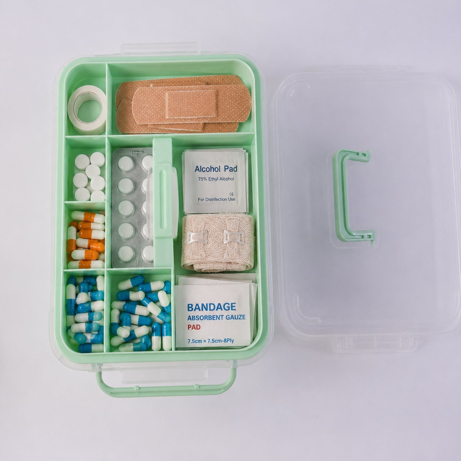 First Aid Box Showing Interior Compartments for Supplies