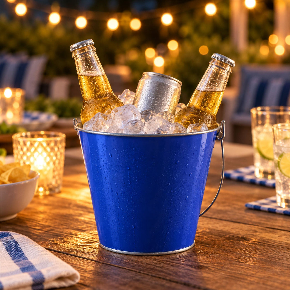 Blue Metal Ice Bucket