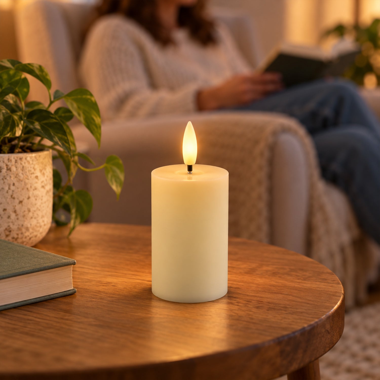 Battery pillar candles table decor