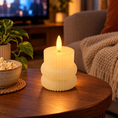 Battery ribbed candles decor