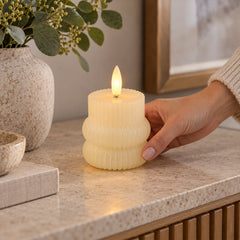 LED candle ribbed detail