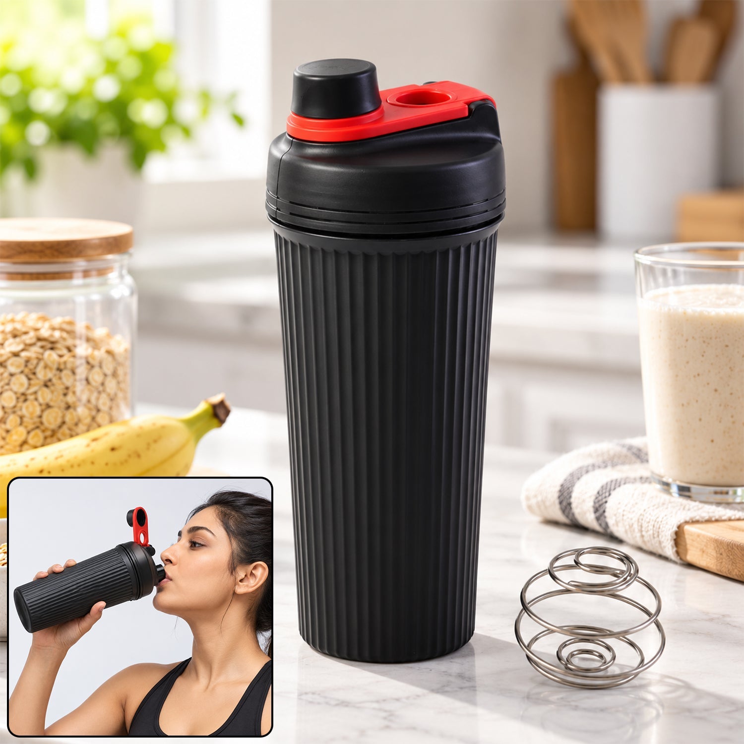 Gym shaker bottle with mixing ball - main display