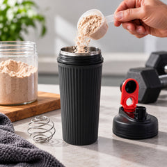 Gym shaker bottle with mixing ball - wide mouth filling