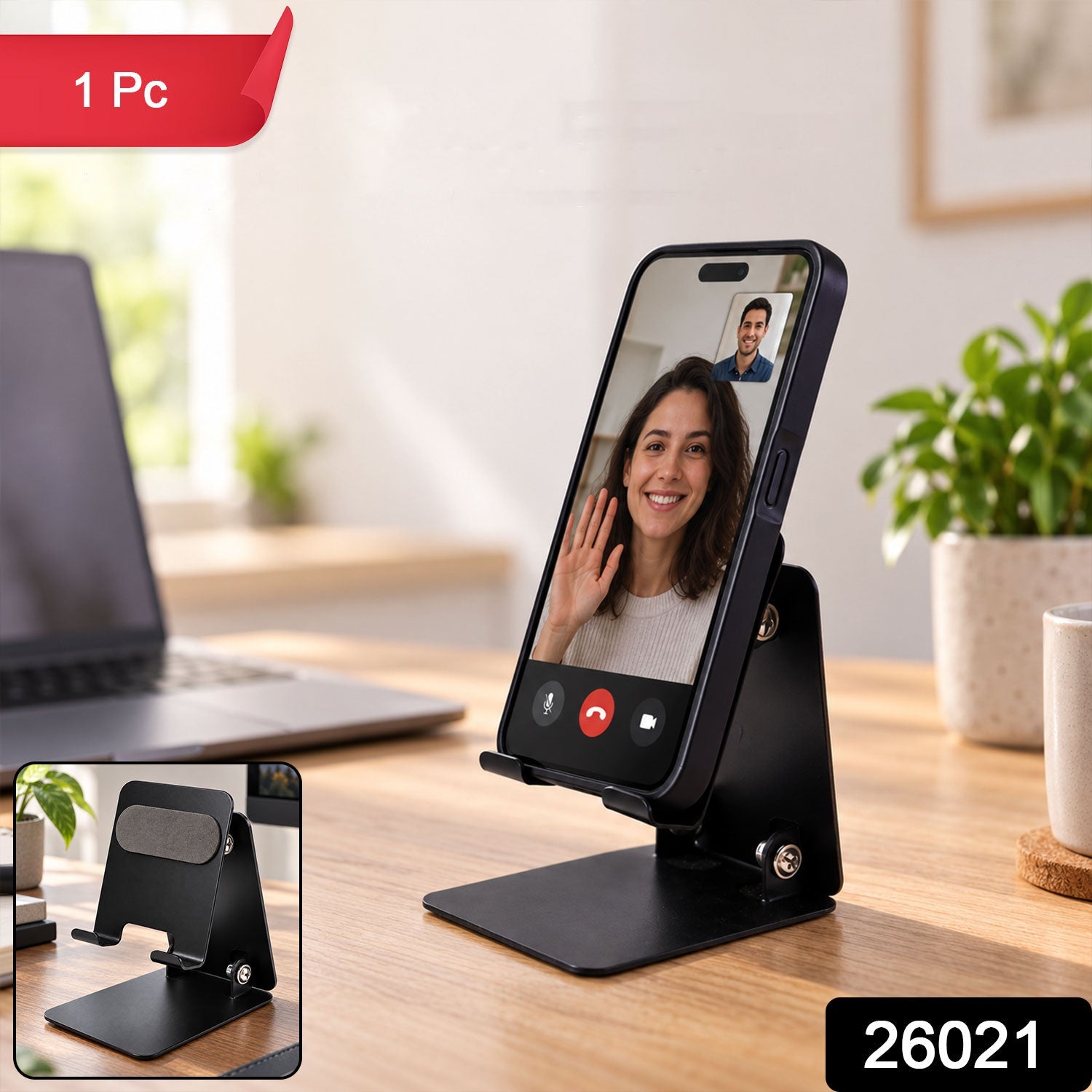 Foldable metal mobile phone stand in packaging box