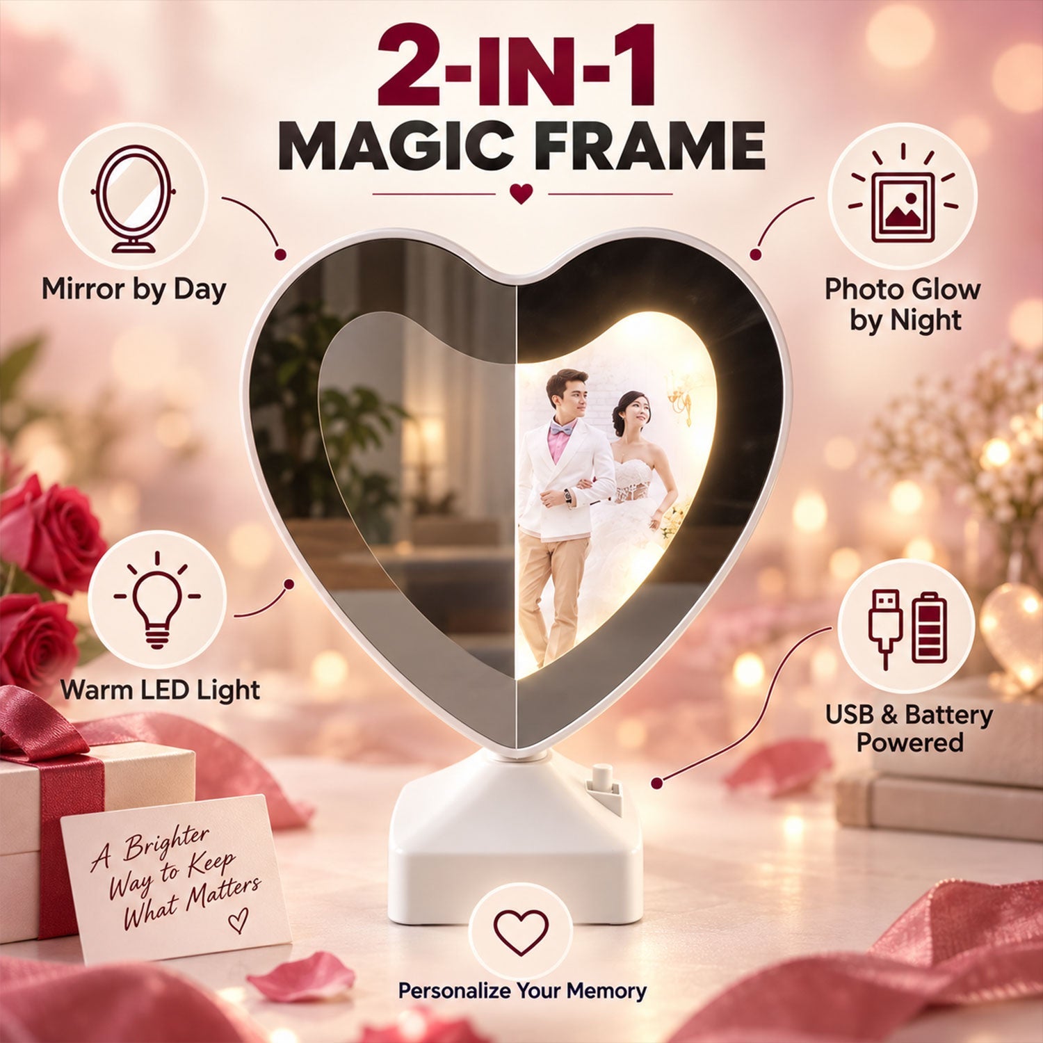 Tabletop photo frame mirror decor