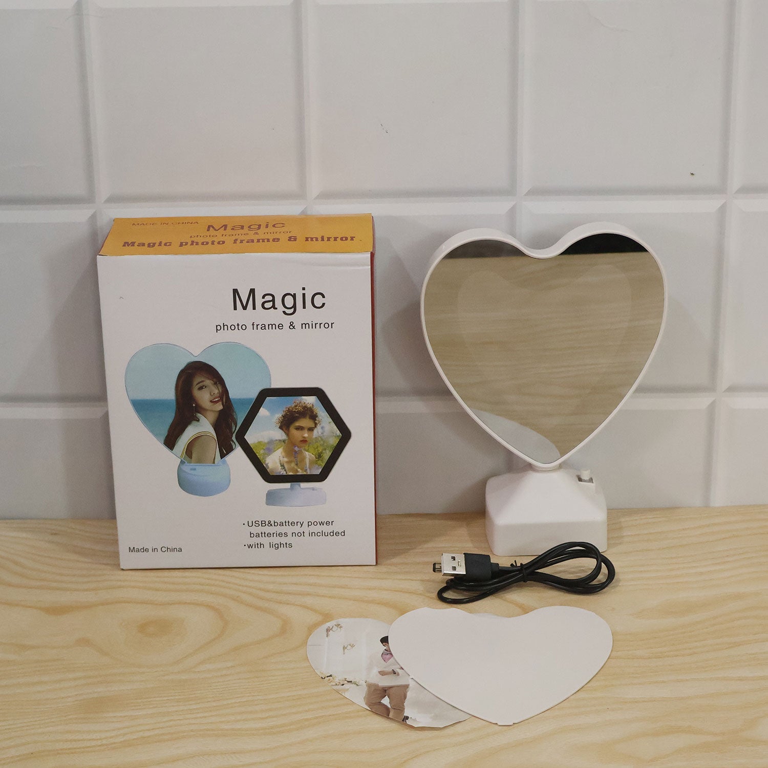 Heart LED mirror frame decor use