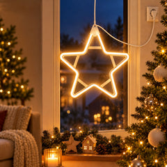 Warm white star shape LED hanging light festive