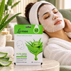 Aloe vera facial sheet mask packaging with text