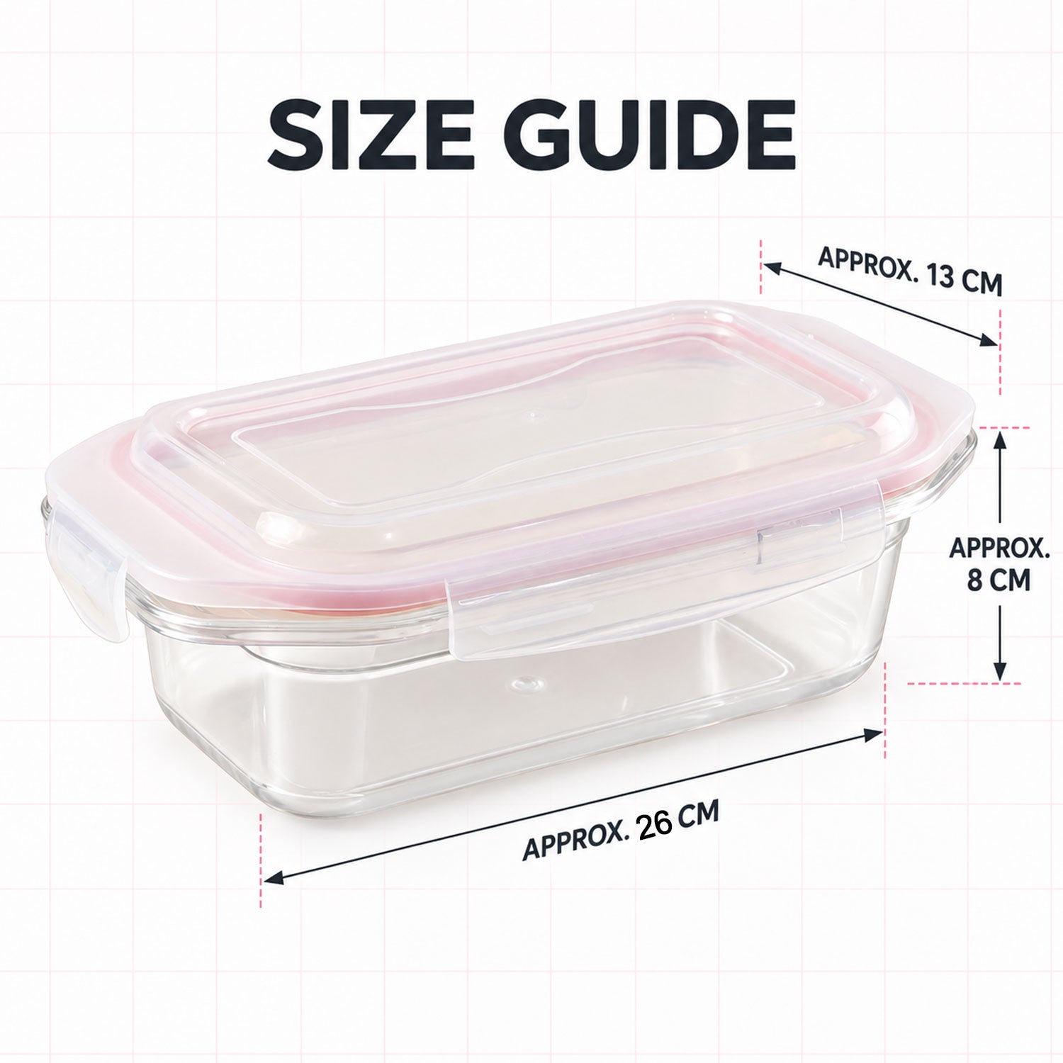 Plastic airtight food storage container - dimensions