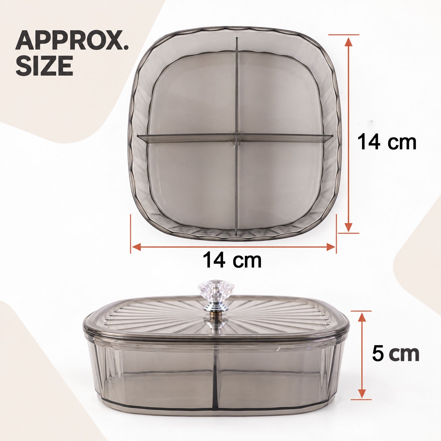 Four compartment dry fruit storage box - dimensions