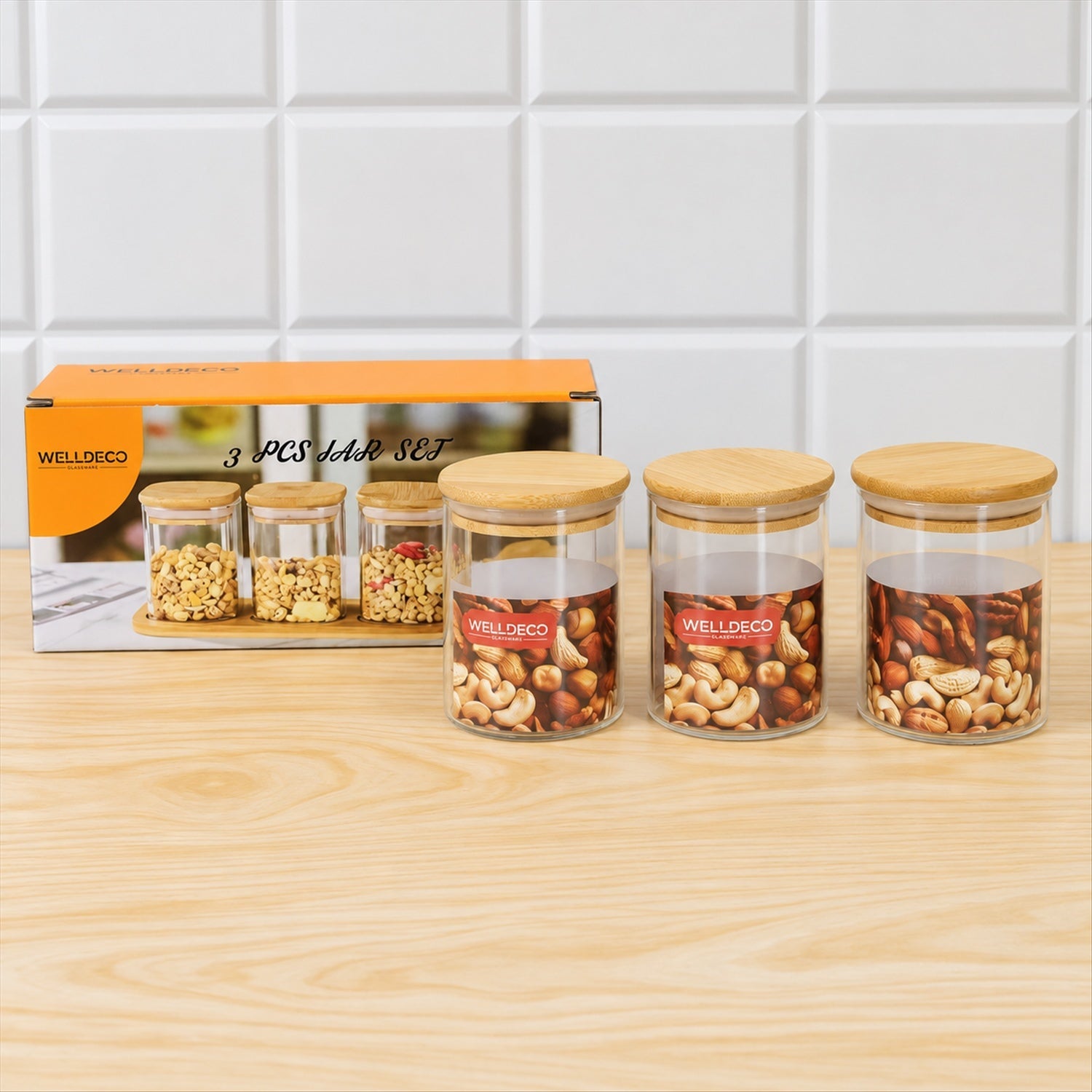 Glass jar set kitchen use
