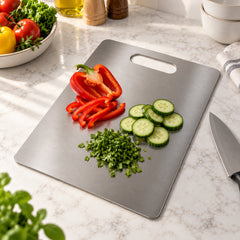 Stainless steel kitchen chopping board handle slot