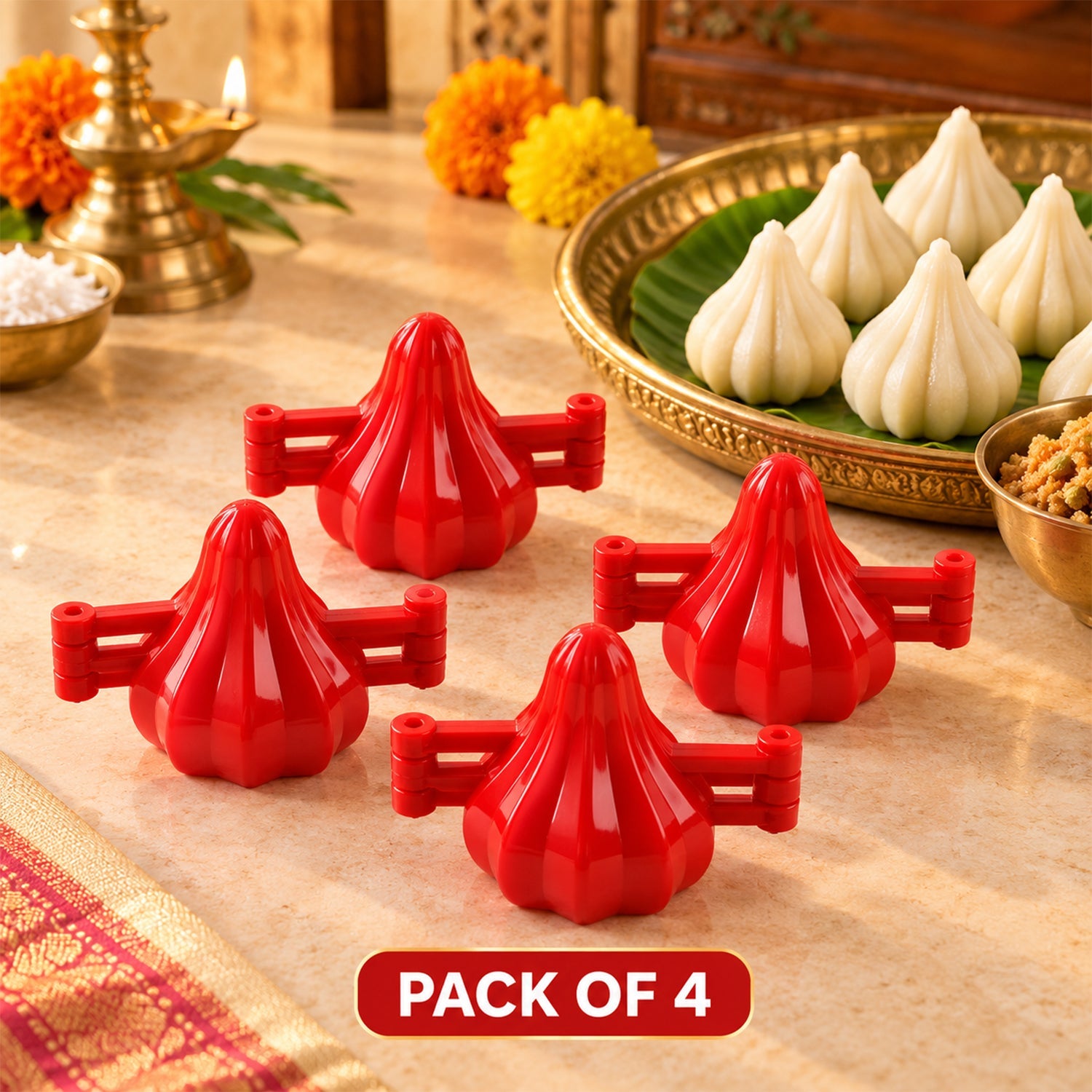 Red Plastic Modak Maker Moulds