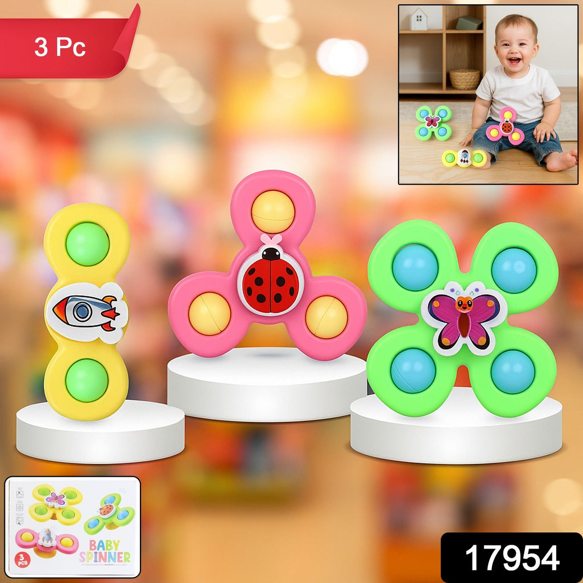 Colour Baby Spinner Toy Set with Suction Cups