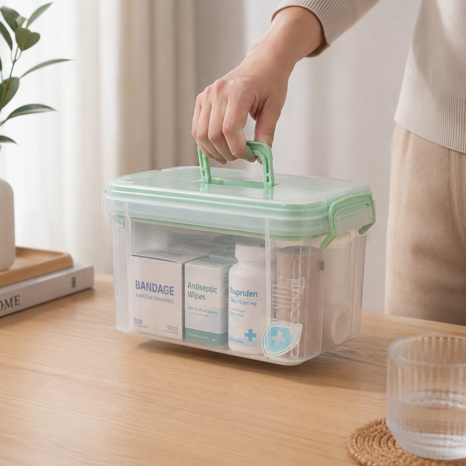 Plastic Medicine Storage Box With Lid for First Aid, Tablet & Healthcare Organizer (1 Pc)