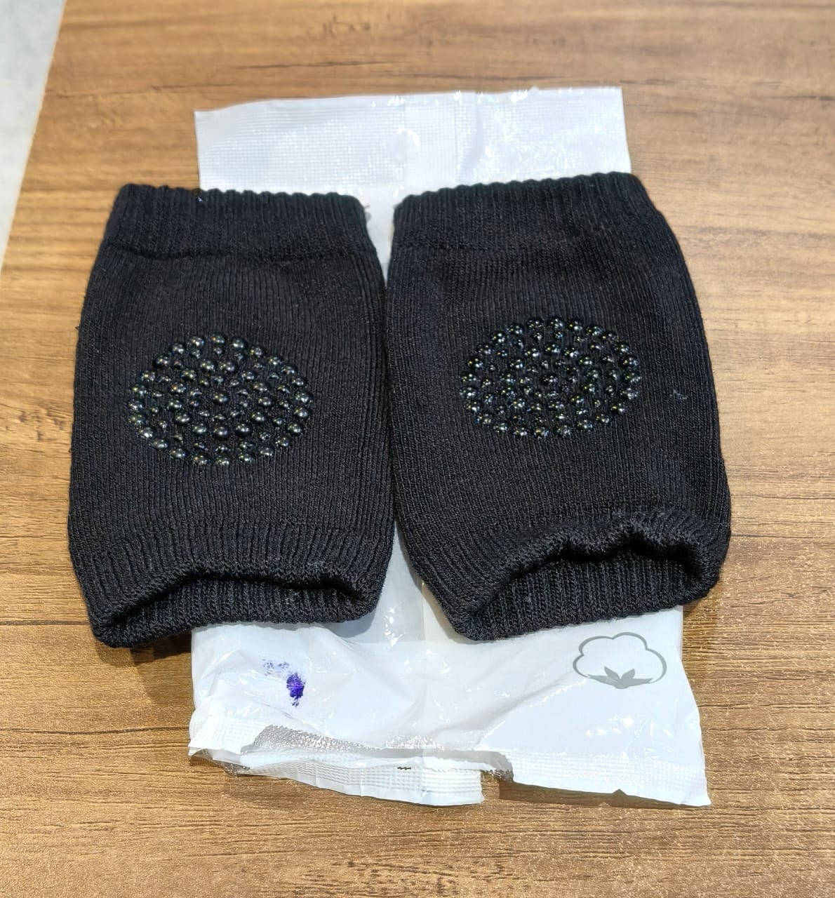 Black Toddler Wool Knee Guard in Use
