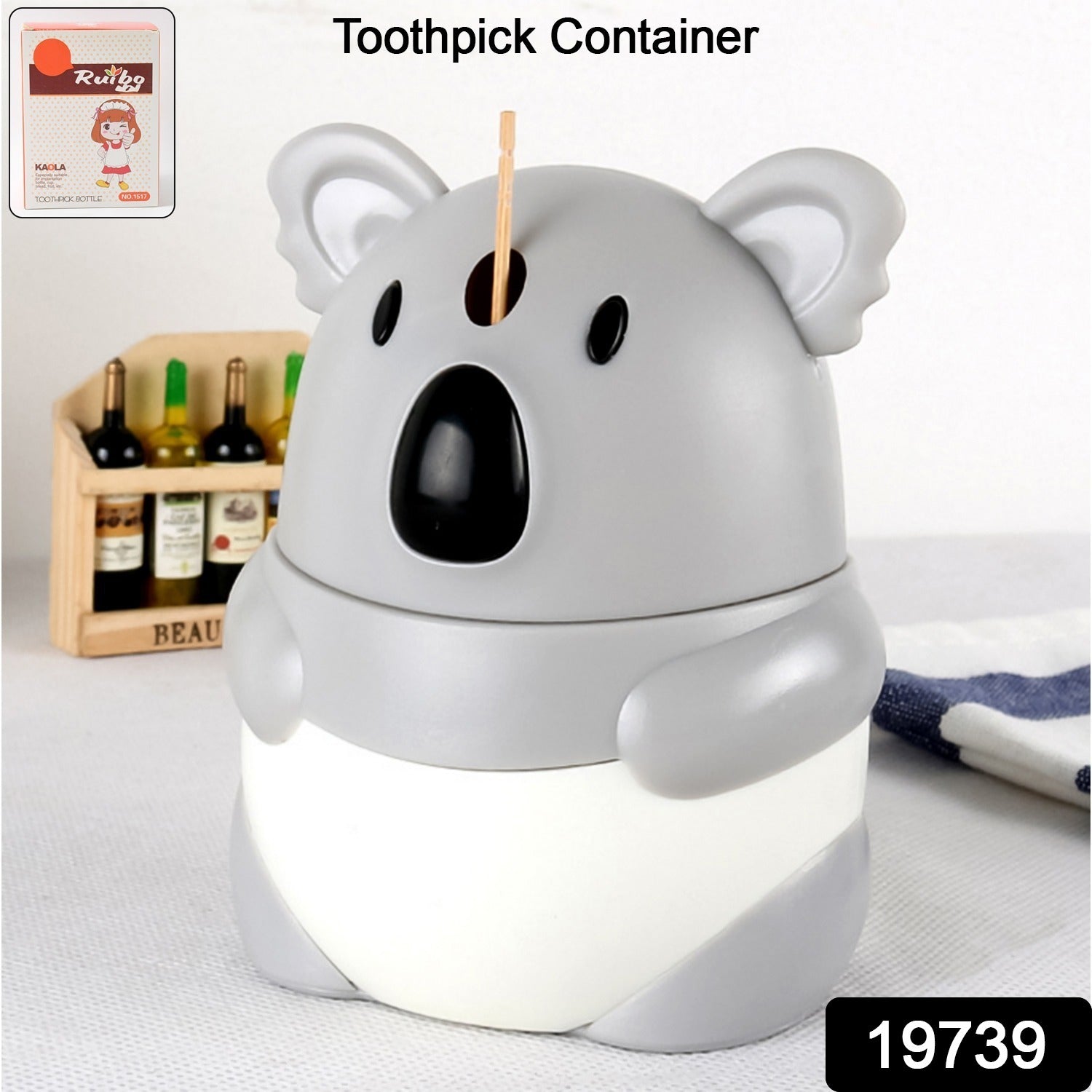 Close-up of Koala toothpick holder dispenser detail