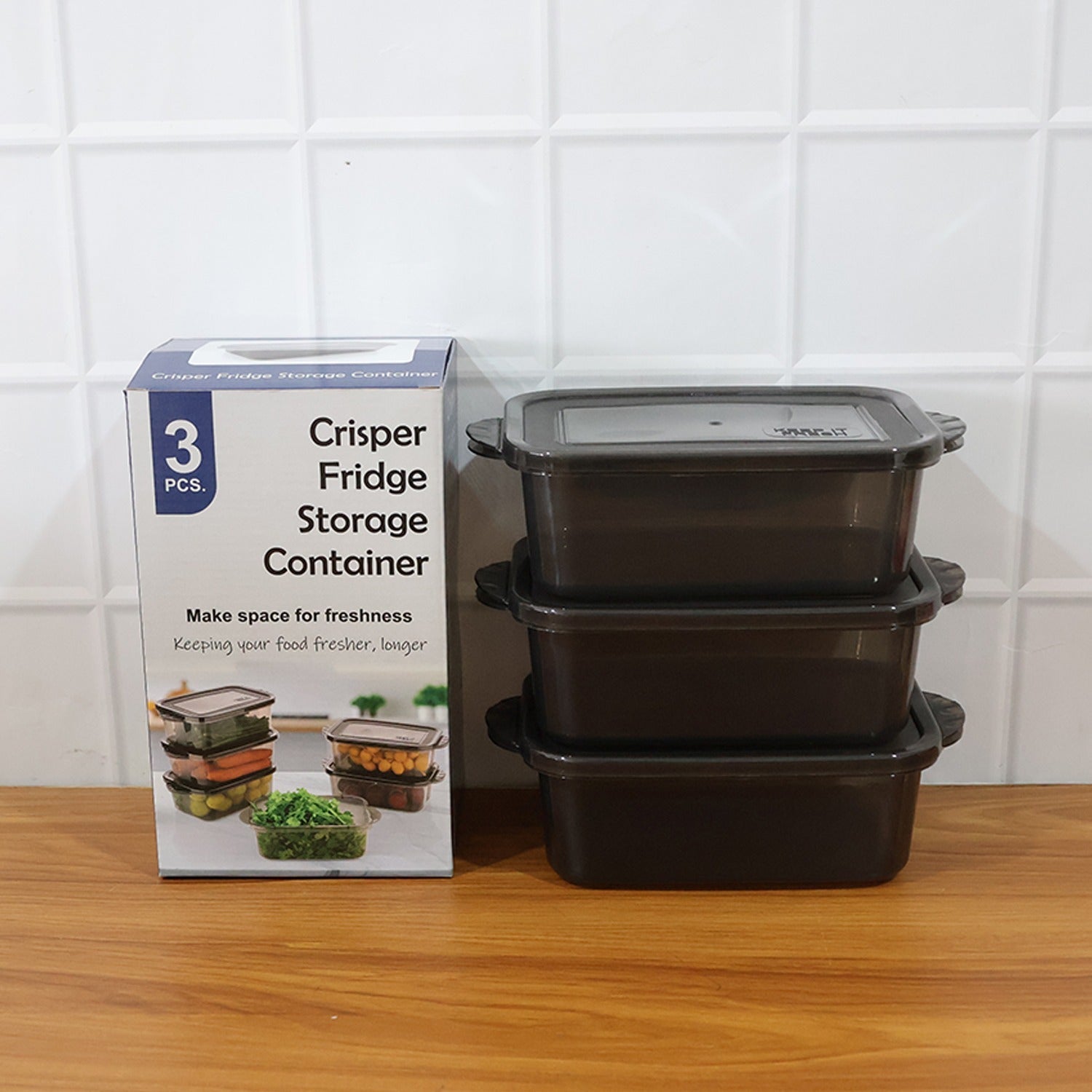Three-piece set of BPA-free food storage containers