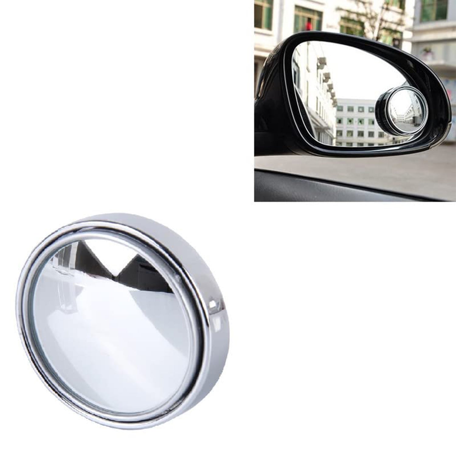 360DEGREE BLIND SPOT ROUND WIDE ANGLE ADJUSTABLE CONVEX REAR VIEW MIRROR - PACK OF 2