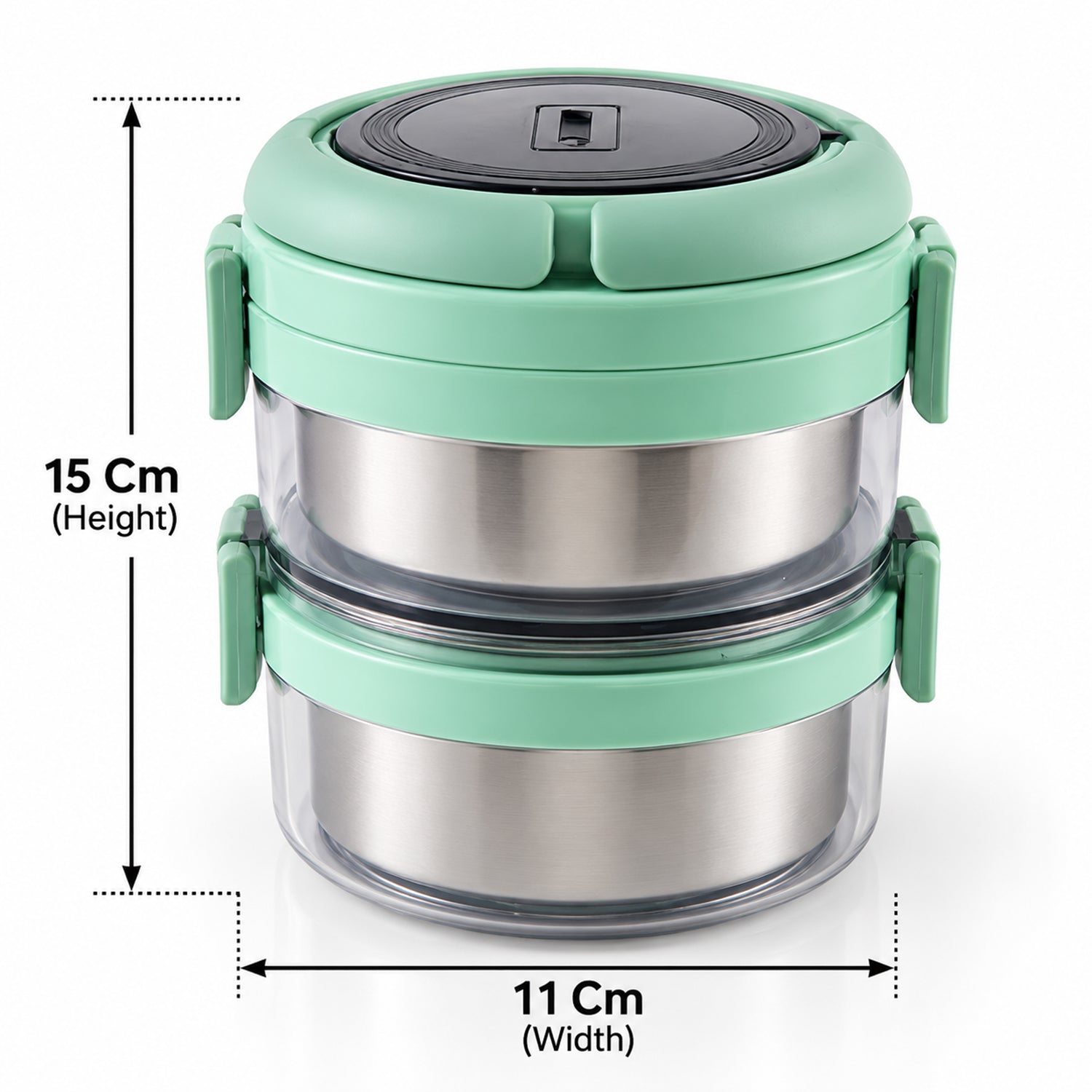 Design details of steel lunch box set.