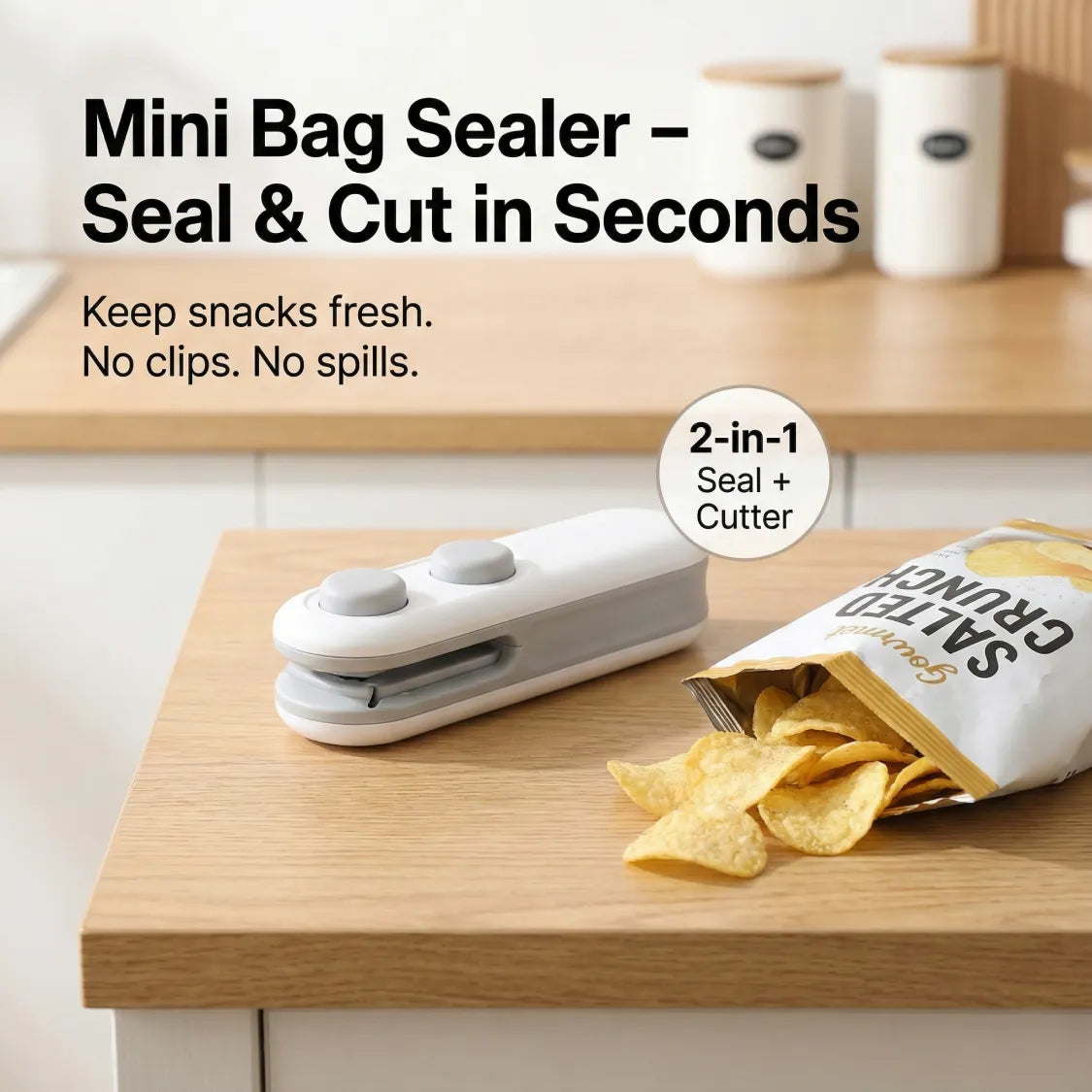 DeoDap Mini Bag Sealer, 2 in 1 Seal & Cutter Heat Sealers - key feature close-up