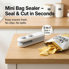 DeoDap Mini Bag Sealer, 2 in 1 Seal & Cutter Heat Sealers - key feature close-up