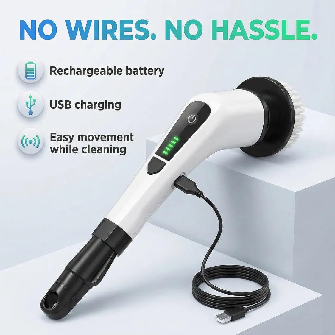 7 in 1 Electric Spin Scrubber Brush side view