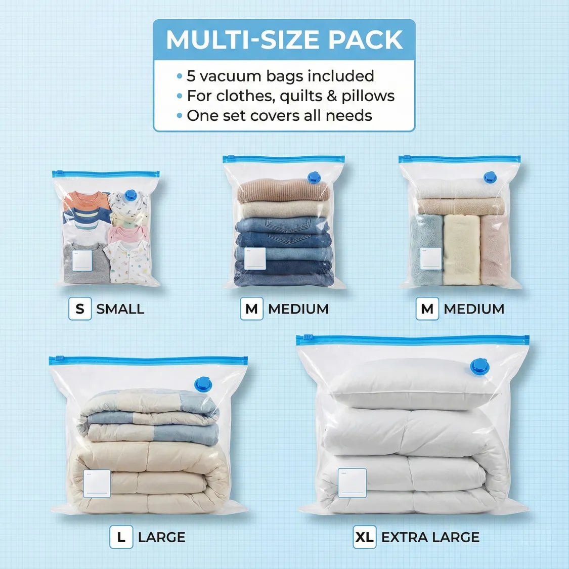 DeoDap Vacuum Storage Compression Bags 5 Pcs - feature