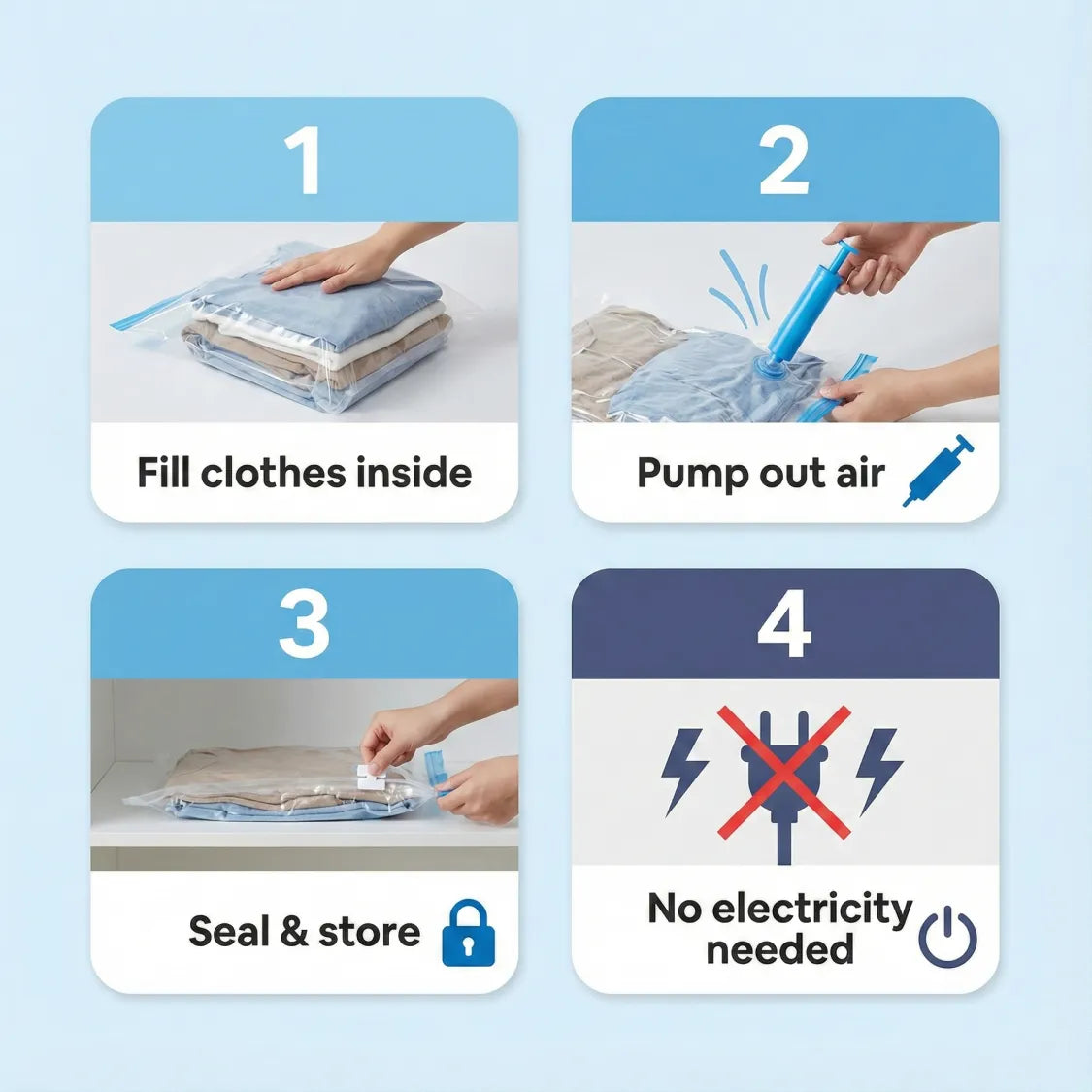 DeoDap Vacuum Storage Compression Bags 5 Pcs - packaging