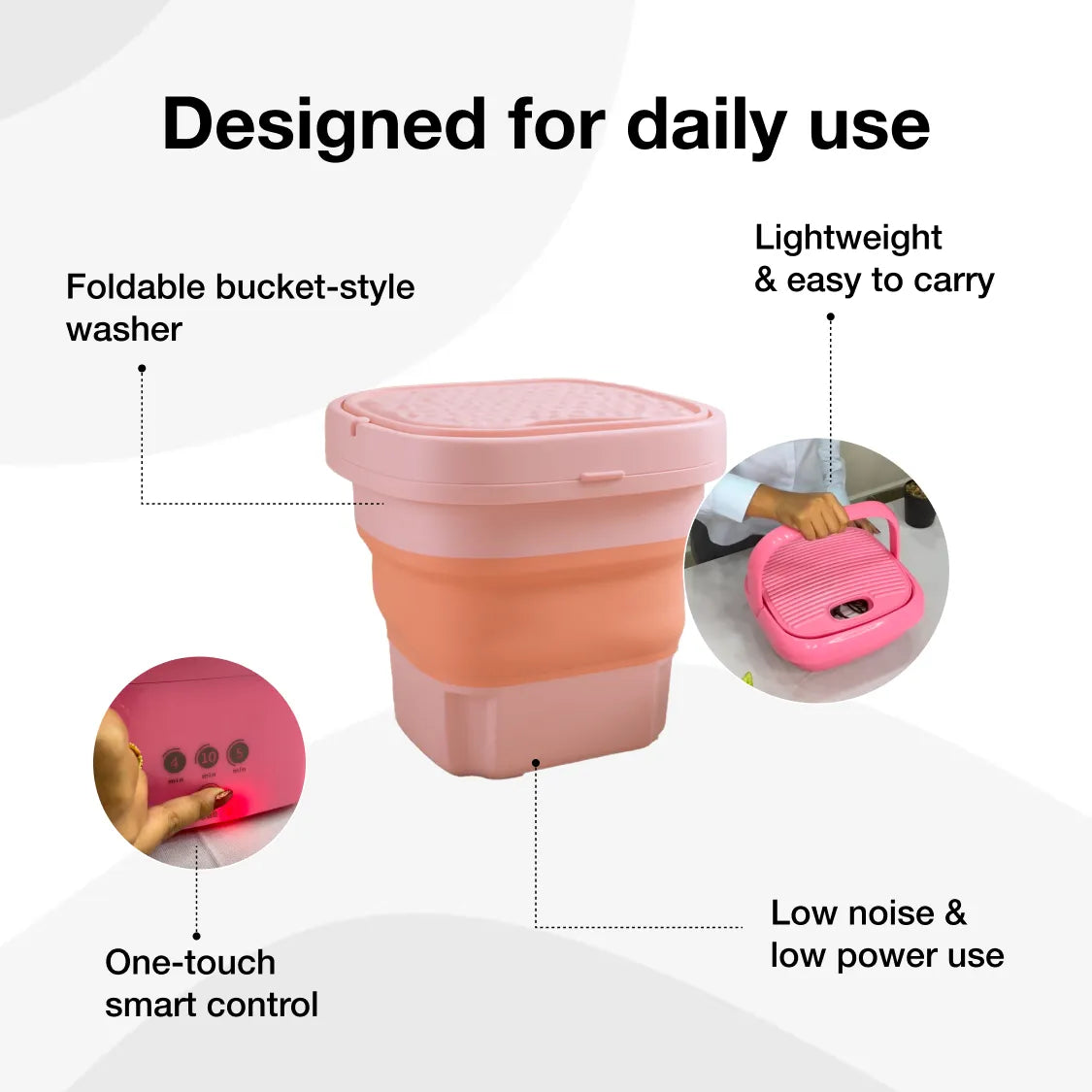 DeoDap Portable Foldable Washing Machine - key feature close-up