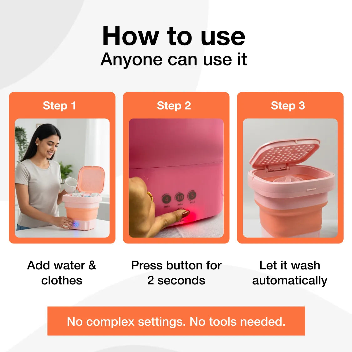 DeoDap Portable Foldable Washing Machine - alternative angle