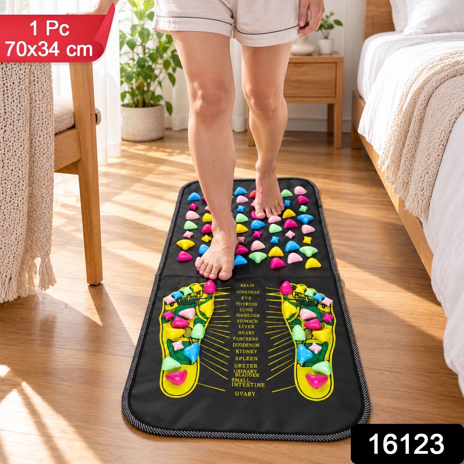 Acupressure Foot Massage Mat with Raised Nodes and Foot Guide (1 Pc 70 x 34cm)