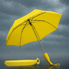 Banana shaped mini foldable umbrella, yellow color