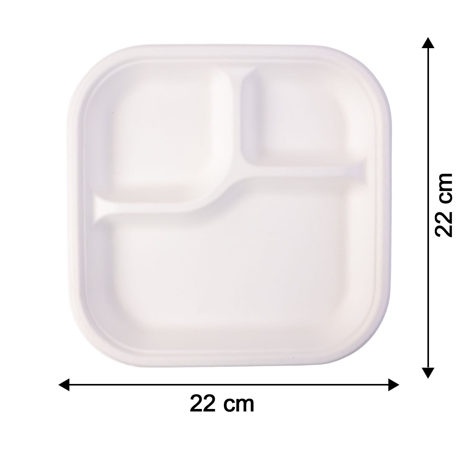 Vegnar Square 3 Compartment Disposable Meal Tray Set (10 Pc)