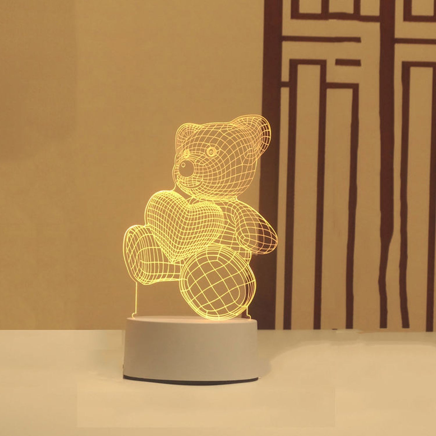 3D illusion LED teddy bear lamp glowing