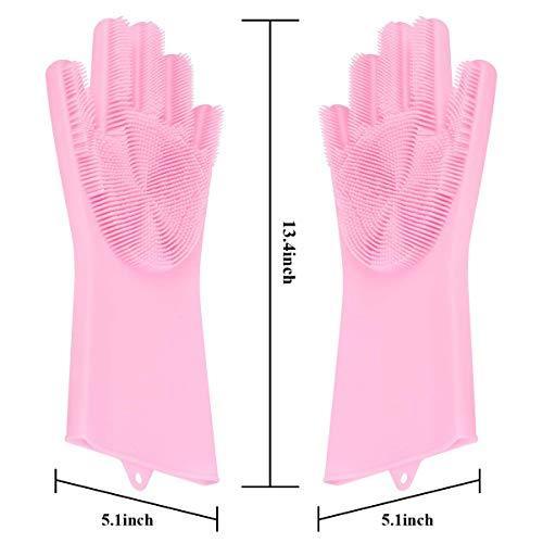 0714A Reusable Silicone Cleaning Brush Scrubber Gloves (Multicolor) DeoDap