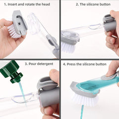 Home & Kitchen Cleaning Brushes, Scrubber, Soap Dispenser Scrub Brush for Pans Pots and Bathtub Sink (5 In 1)