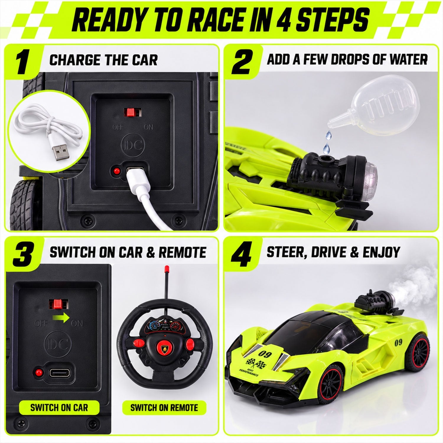 RC car LED lights view