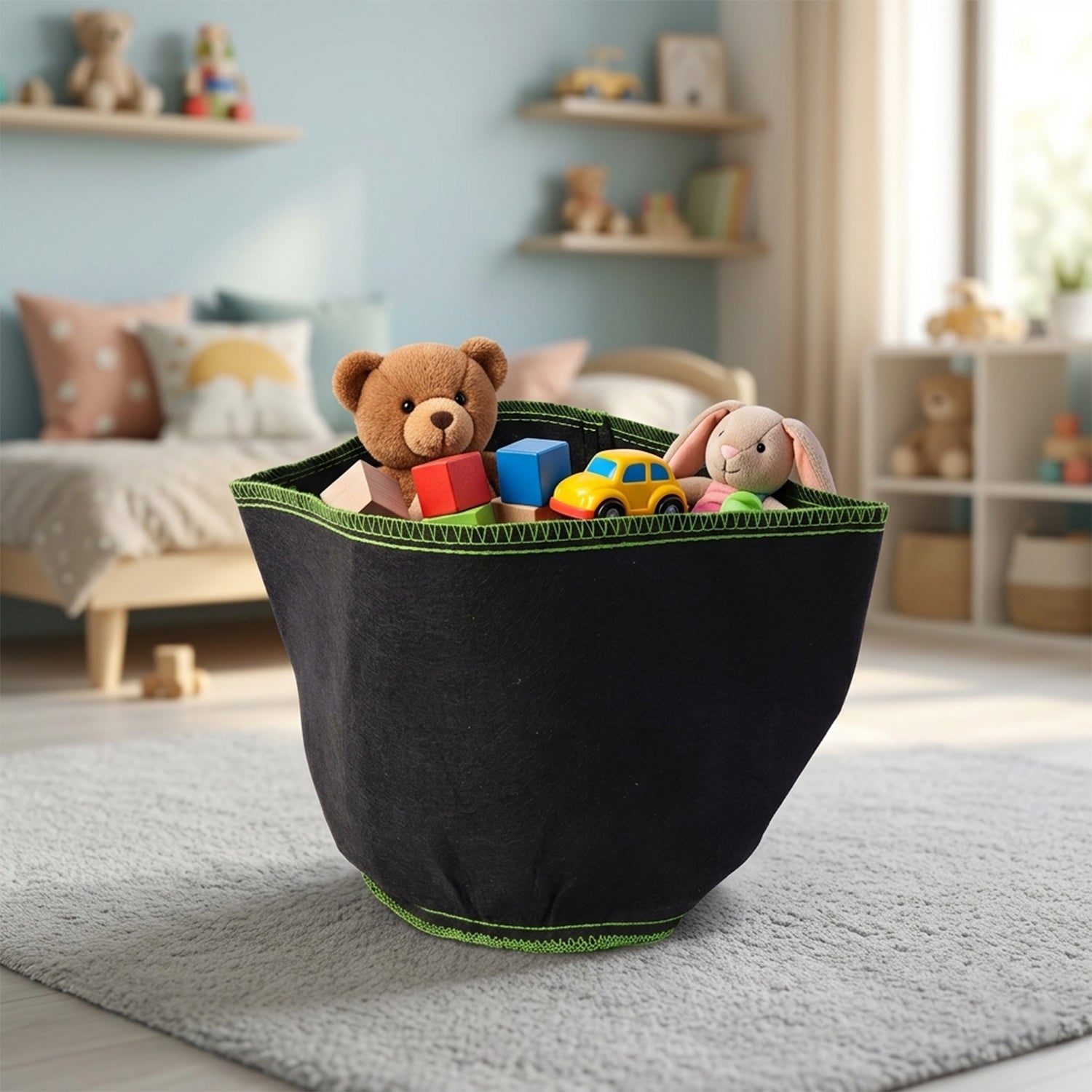 Foldable storage bag for clothes and toys