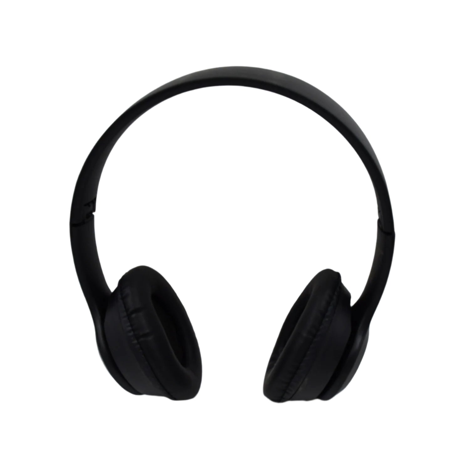 Rear view of the sleek black wireless headphones, highlighting the design.