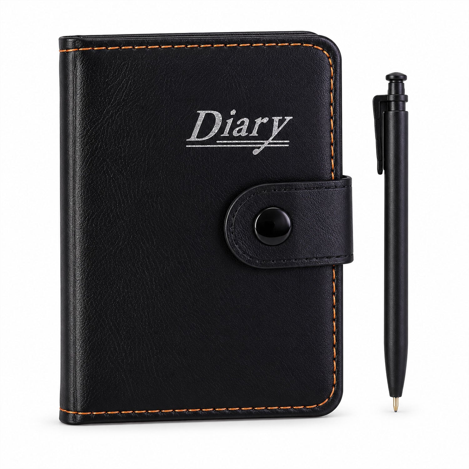 Lined Pocket Notebook Diary with Pen and Snap Closure (1 Pc, 12 x 8 Cm)